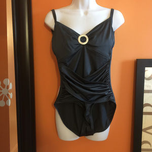 Aerin Rose NEW swimwear Dark Grey flattering wrap